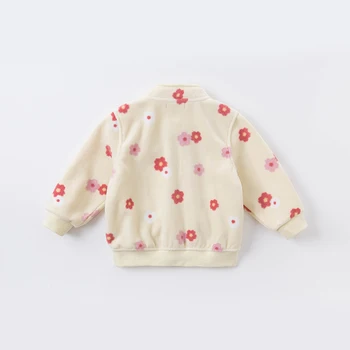 DB396-K dave bella otoño bebé unisex de la moda de impresión de dibujos animados bolsillos con cremallera abrigo de los niños tops bebé niño ropa de abrigo
