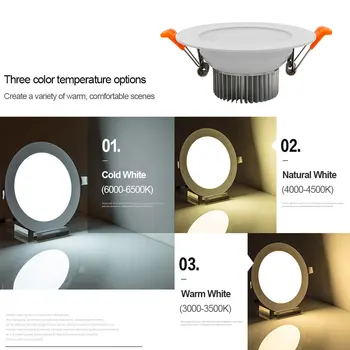 [DBF]Carcasa de color Blanco LED Downlight Empotrado de Alto brillo SMD 5730 3000K/4000K/6000K Punto del Techo de la Lámpara de Iluminación Interior del Hogar de la CA 220V