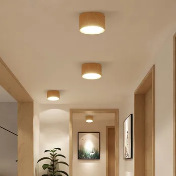 DBF Grano de Madera LED de Montaje en Superficie de Techo de la Luz del Punto de 5W/12W de la Luz de Techo para la Sala de estar del Dormitorio Decoración del Hogar Iluminación Interior