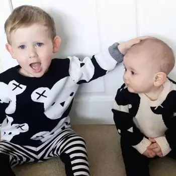 De 0 a 6 Años de Edad los Niños Recién nacidos Suéter para Niñas Niños Niños son de Algodón Jersey Negro de Punto Suéter de Otoño Invierno Ropa de Bebé