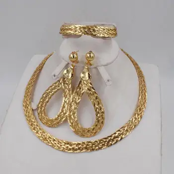 De alta Calidad de Italia 750 de color dorado, sistema de la Joyería Para las Mujeres africanas perlas de joyería de moda collar de la conjunto del pendiente de la joyería