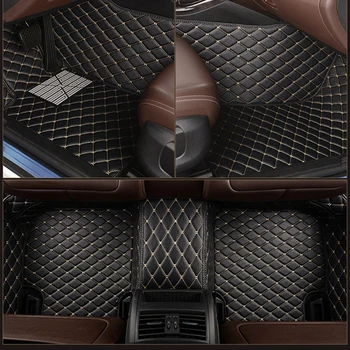 De cuero de encargo del coche estera en el piso para FORD Fiesta Focus C-MAX fusion Mondeo Explorer Mondeo Tauro Mustang GT alfombra de los accesorios del coche