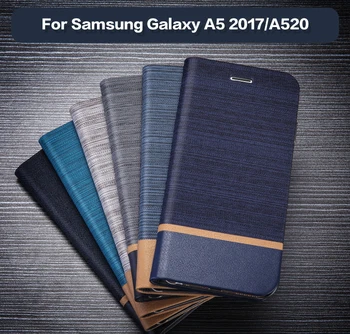 De Cuero De La Caja Del Teléfono Para Samsung Galaxy A5 2017 Flip Book Case Para Samsung Galaxy A3 2017 Caso De Negocio De Silicona Suave Cubierta Posterior