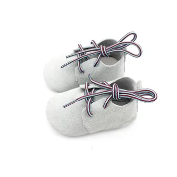 De Cuero genuino de Niños del Bebé Zapatos de cordones de Zapatos Casuales para Niño pequeño Bebe Fondo Suave Primeros Caminantes Anti-slip SuedeBaby Mocasines