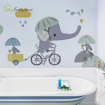 De dibujos animados bebé elefante engomada de la pared de la habitación de los niños de la decoración de la pared de la habitación de decoración calcomanías autoadhesivas para el hogar decoración de la casa