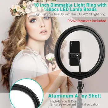 De Dimmable LED del Selfie Anillo de Luz Con Trípode Para el Teléfono Celular Studio USB Selfie círculo de Luz de la Lámpara Grande de la Fotografía anillo de luz fs 39055
