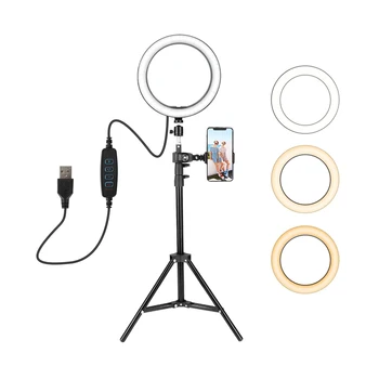 De Dimmable LED del Selfie Anillo de Luz con Trípode de 10 Pulgadas USB Selfie Anillo de la Lámpara de la Fotografía Anillo de Luz de Relleno para Selfie/Celular Phone Studio