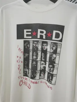 De gran tamaño ERD T-Shirt 1:1 calidad Superior Ropa de manga Larga Camiseta Blanca Vintage E. R. D T Shirt