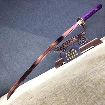 De La Mano De Forja Completo De La Espiga Acero De Alto Carbono De Color Púrpura Cuchilla Afilada Para La Batalla Samurai Japonés Espada Katana Casa Bonita De Decorar O Regalar