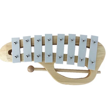 De la mano de Knock Xilófono Glockenspiel con Mazos 8 Tonos de Aluminio de la Hoja de Madera, Instrumento Musical de Educación Preescolar de Juguete para Ki