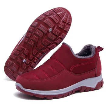 De la mujer Zapatos de Invierno antideslizante Botas de Tobillo Zapatillas de deporte Para las Mujeres de las Señoras del Algodón Zapatos Planos 2021 Cálida Felpa Resbalón en el Calzado Femenino