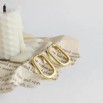 De la Plata Esterlina 925 Pendientes de Aro Para Mujer de Oro Ellipse Aretes Boucle D''oreille Femme 2019 Minimalista coreano Brincos de la Joyería