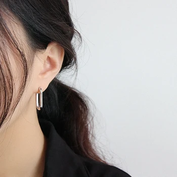 De la Plata Esterlina 925 Pendientes de Aro Para Mujer de Oro Ellipse Aretes Boucle D''oreille Femme 2019 Minimalista coreano Brincos de la Joyería