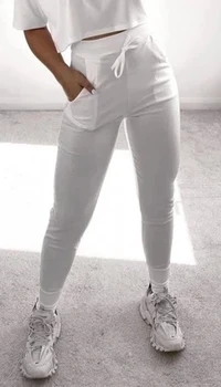 De las mujeres Casual Slim Pantalones de Color Sólido Elástico de Cintura Alta con cordones Deportivos para Damas Correr de los Deportes de Finess Fondos de Gimnasio