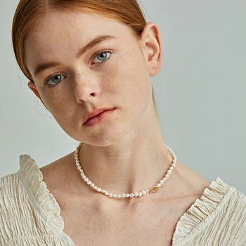 De las mujeres de la Vendimia Natural en Forma de Barroco Collar de Perlas