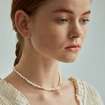 De las mujeres de la Vendimia Natural en Forma de Barroco Collar de Perlas
