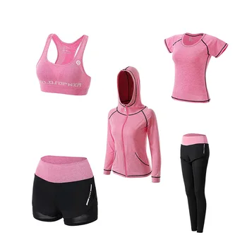 De las mujeres ropa deportiva serie de Yoga para las mujeres de yoga de 5 piezas al aire libre deportes de secado rápido chándales de aptitud de satisfacer