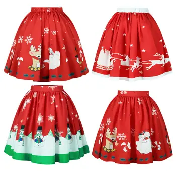 De las nuevas mujeres de la fiesta de Navidad de Un niño de cintura alta falda de las señoras plisado de impresión de la moda pettiskirt