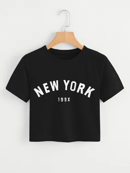 De las nuevas mujeres de la moda de NUEVA YORK 199X camiseta crop tops chica sexo tees grunge goth 'crop tops' harajuku estética tumblr chica casual top