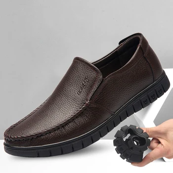 De los hombres Casual Zapatos de Cuero Genuino de Pisos zapatos Mocasines Suave Transpirable Hombres Mocasines, Oxford, plantas de los pies Suaves Zapatos de Conducción de Tamaño 37-46 104626