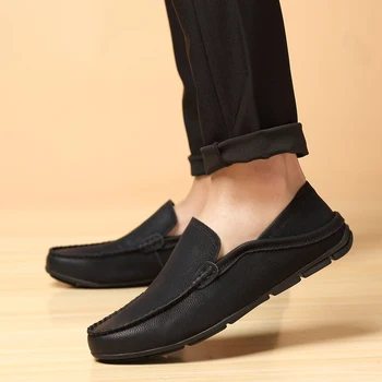 De los hombres Casual Zapatos de Lujo de la Marca slip de Cuero Genuino para Hombre Mocasines Mocasines de moda Transpirable Antideslizante en la Conducción de los Zapatos de los hombres