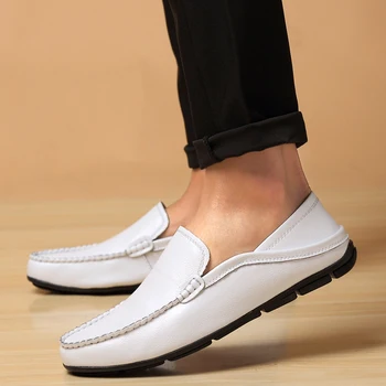 De los hombres Casual Zapatos de Lujo de la Marca slip de Cuero Genuino para Hombre Mocasines Mocasines de moda Transpirable Antideslizante en la Conducción de los Zapatos de los hombres