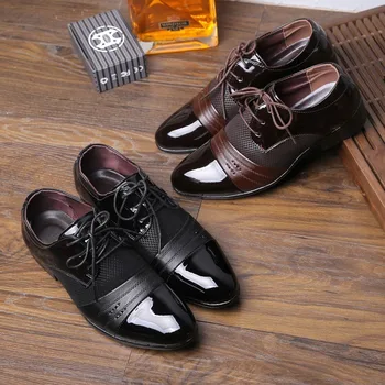 De los hombres Zapatos de Vestir de Moda de Cuero de los Hombres de Negocios Zapatos Planos Negros Marrón Transpirable Hombres Formales de la Oficina de Trabajo de los Zapatos de Gran Tamaño 38-48 17715