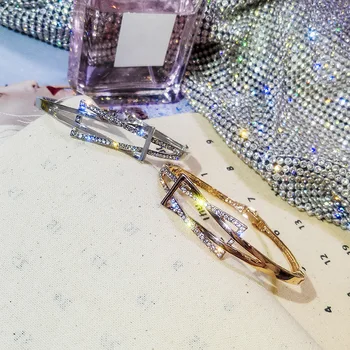 De lujo de Acero de Titanio brazaletes de las Pulseras para Mujer Fiesta de la Joyería de la Boda de diamante de imitación de Aleación de Oro Femenina de Novia Pulsera de la Pulsera