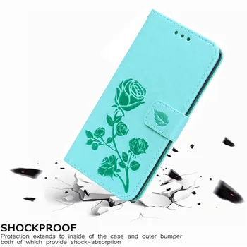 De lujo de Cuero Flip Book Caso para Huawei Ascend G7 de Rosa Flor Wallet Stand Case Cubierta del Teléfono de la Bolsa de coque 132929
