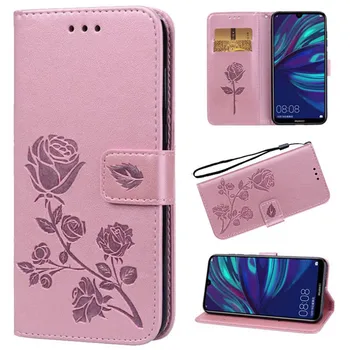 De lujo de Cuero Flip Book Caso para Huawei Ascend G7 de Rosa Flor Wallet Stand Case Cubierta del Teléfono de la Bolsa de coque