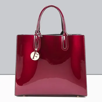 De lujo de diseño Rojo charol del Bolso de los Bolsos de las Mujeres de la Marca Famosa de la Señora Lacado Bolso de mano bolsos para Mujer Bolso de Hombro de Sac