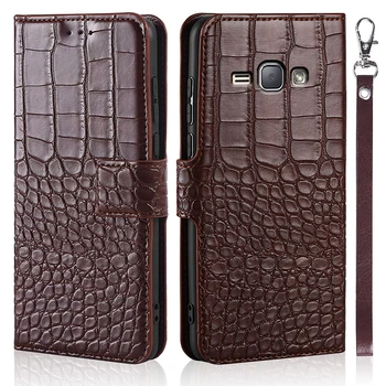De lujo Flip Case para Samsung Galaxy J1 2016 J120 J120F J1(6) SM-J120F/DS Cubierta de Cocodrilo Textura de Cuero de Diseño de Libro de Teléfono