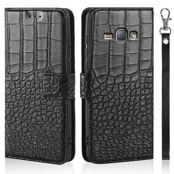 De lujo Flip Case para Samsung Galaxy J1 2016 J120 J120F J1(6) SM-J120F/DS Cubierta de Cocodrilo Textura de Cuero de Diseño de Libro de Teléfono