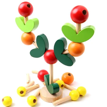 De madera Ensambladas Árbol DIY Perlas de Hojas Edificio Montessori, Juguetes de Madera de las Ramas del Árbol de la Sabiduría Aprendizaje de los Niños de Juguete de Regalo