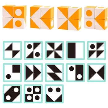 De madera Montessori de Enseñanza Juguetes Expresión de Puzzle de Bloques de Construcción Geométrica Cubo Mágico Regalos para niños Niñas Niños