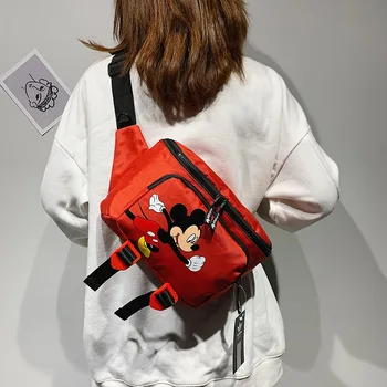 De Mickey Mouse de Disney en el pecho de la bolsa de los niños y las niñas de gran capacidad de la correa de la bolsa de dibujos animados bolso de hombro bolsa de mensajero de las niñas de la bolsa de compras