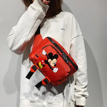 De Mickey Mouse de Disney en el pecho de la bolsa de los niños y las niñas de gran capacidad de la correa de la bolsa de dibujos animados bolso de hombro bolsa de mensajero de las niñas de la bolsa de compras