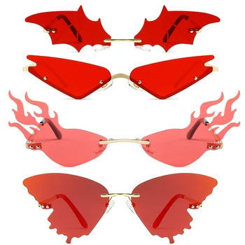 De Moda de lujo de Llama de Fuego Gafas de sol de las Mujeres de Montura de la Onda de Gafas de Sol de Metal de colores Para la Vendimia de las Mujeres del Espejo Gafas UV400