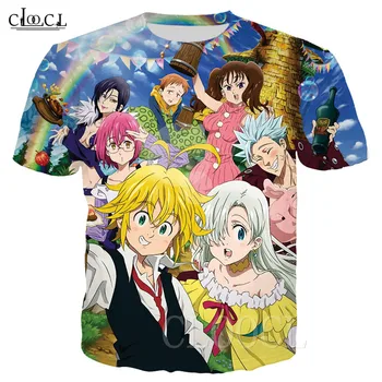 De nuevo Los Siete Pecados capitales 3D Divertido Anime camisetas de Nanatsu No Taizai Harajuku T-shirts Ropa Tops de gran tamaño de Camisetas de la parte Superior