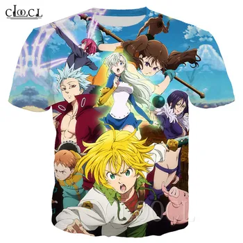 De nuevo Los Siete Pecados capitales 3D Divertido Anime camisetas de Nanatsu No Taizai Harajuku T-shirts Ropa Tops de gran tamaño de Camisetas de la parte Superior