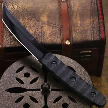 Dehong Negro de alta dureza tritio aire cuchillo de camping cuchillo de caza de la forja del CNC de la hoja afilada de la selva portátil cuchillo recto 9814