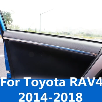Del interior del coche el apoyabrazos de la puerta cubierta de la tira de ajuste de la etiqueta engomada accesorios moldura de la puerta interior apoyabrazos de la puerta Para Toyota RAV4-2018