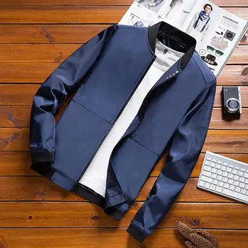 Delgada chaqueta ocasional de los hombres de la chaqueta de otoño nuevos hombres de negocios de tendencia simple stand-up collar chaqueta de los hombres