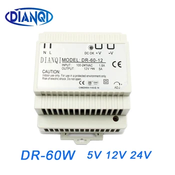 DIANQI carril Din fuente de alimentación 5V/12V/24V de alimentación de ca convertidor dc DR-60-5V/12V/24V de buena calidad