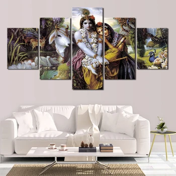 Dios hindú Radha Krishna Amor 2 HD Arte de la Pared de la Lona del Cartel y de Impresión de la Lona de Pintura Decorativa Imagen para la Sala de estar Decoración para el Hogar