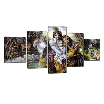 Dios hindú Radha Krishna Amor 2 HD Arte de la Pared de la Lona del Cartel y de Impresión de la Lona de Pintura Decorativa Imagen para la Sala de estar Decoración para el Hogar