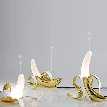 Diseño Nórdico Creativos Populares De Plátano Lámpara De Mesa, Lámpara Dormitorio Escritorio Simple Y Ligero Salón Comedor Art Deco De La Tabla De Artefactos De Iluminación