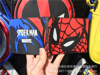 Disney Extraordinaria de Spider-man de Marvel Periféricos Cortos de los Hombres Y de las Mujeres Monedero Cartera de Cuero caja de la Tarjeta de Larga Cartera