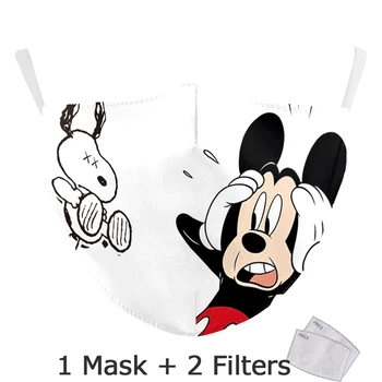 Disney Mickey Minnie Mouse, Donald Duck Mascarilla Con Filtros para Adultos al aire libre Anti Polvo PM2.5 Reutilizable Lavable De Dibujos Animados De La Boca De La Máscara