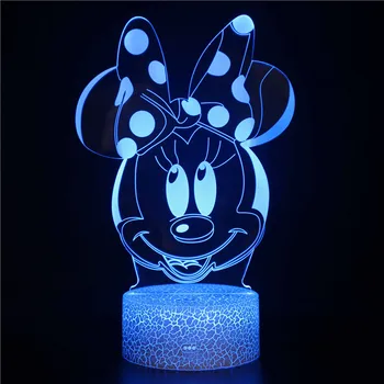 Disney Mickey Mouse Minnie Mouse dibujos animados Nightplamp Niños LED Luz de Noche para el Dormitorio de la Decoración de la Decoraive 3d Luz del Regalo de Navidad 30132